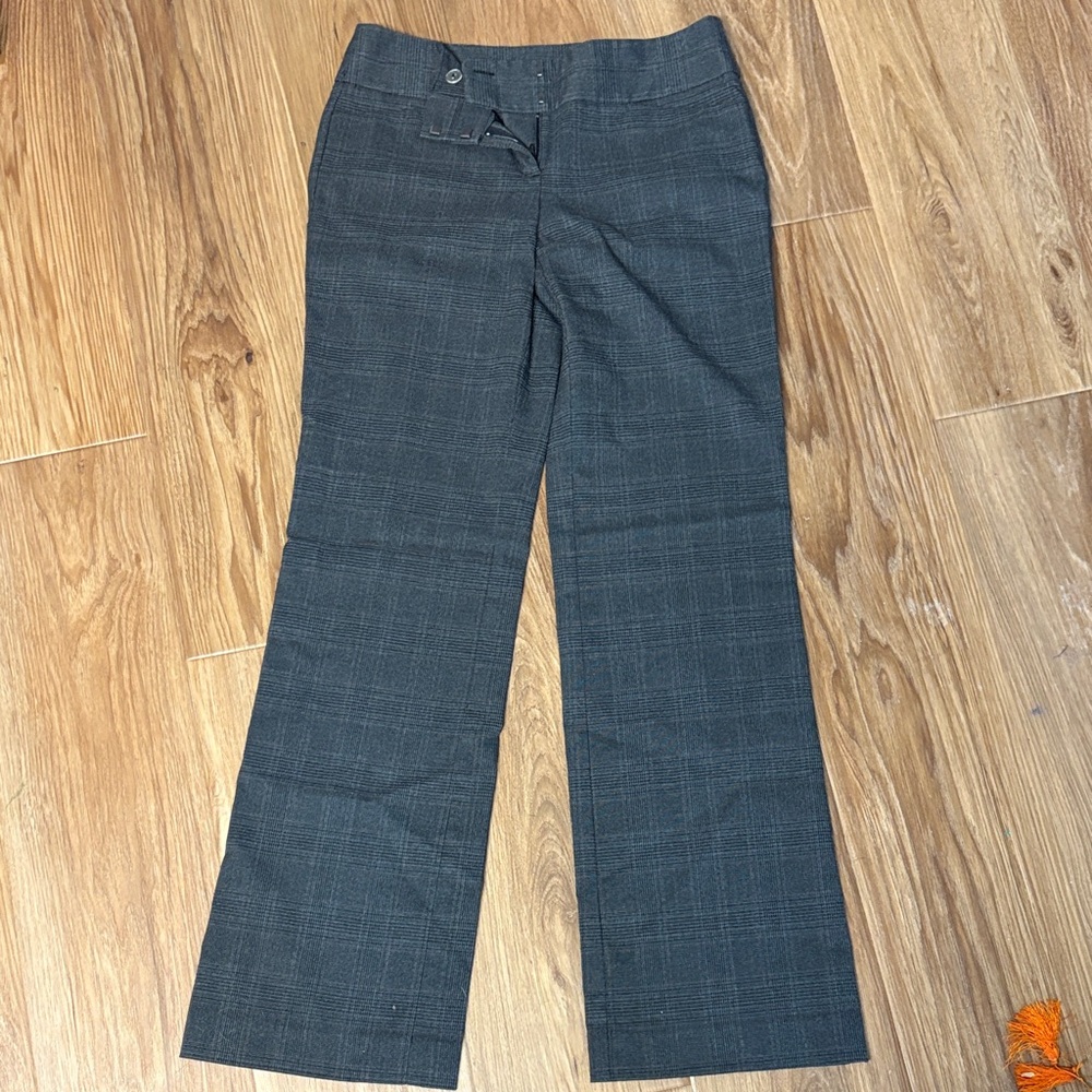 Ann Taylor Loft Factory Gray Plaid Wide-Leg Dress Pants